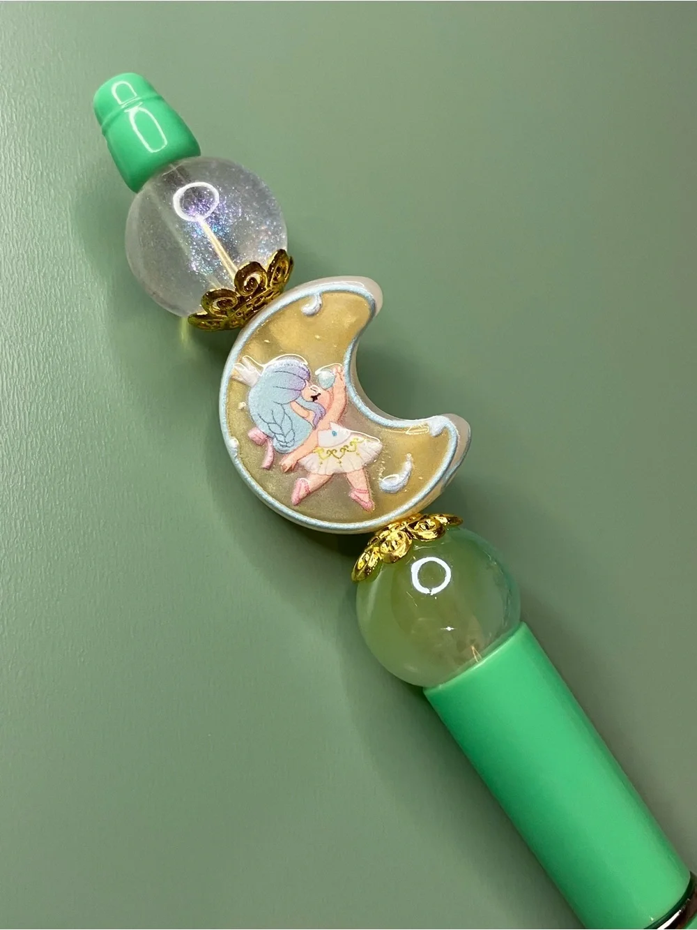 Bubble Princess Moon Handmade Beaded Pen